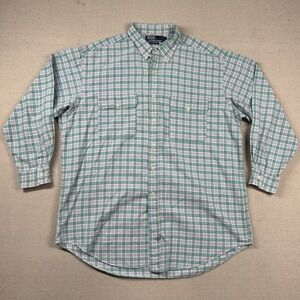 Vintage Polo Ralph Lauren Shirt Mens L Plaid Pockets Purple Green Chore Pockets